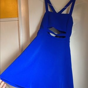 Blue Cut Out  A Line Dress